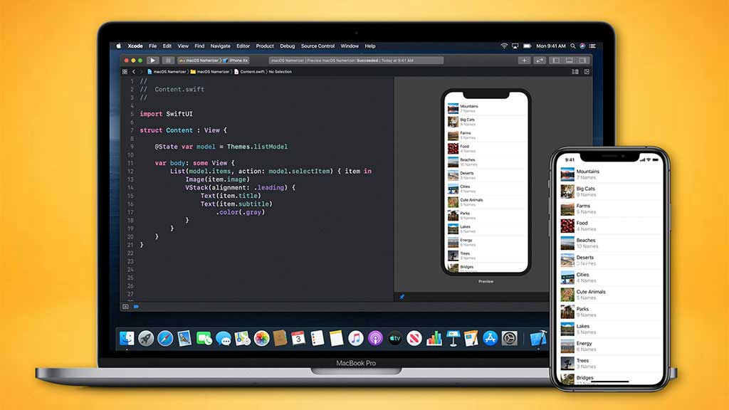 iOS development in Xcode. The image is showing codes in Xcode interface.