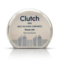 Most reviewed web developer award trophy of Riseup Labs by Clutch